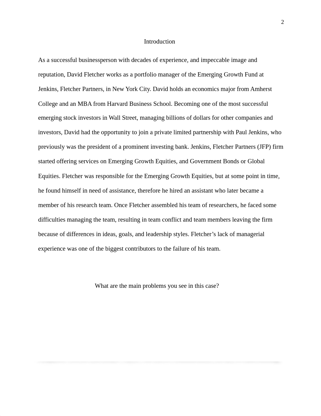 Santiago Zapata_BUS 501_David Fletcher Case Study_Week 5.docx_df89rck0166_page2