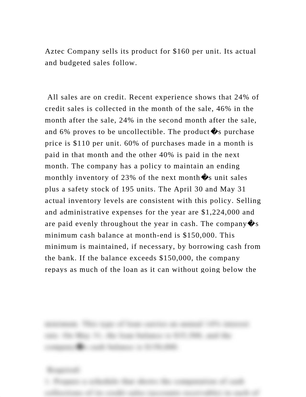 Aztec Company sells its product for $160 per unit. Its actual and bu.docx_df8bj8wegdq_page2