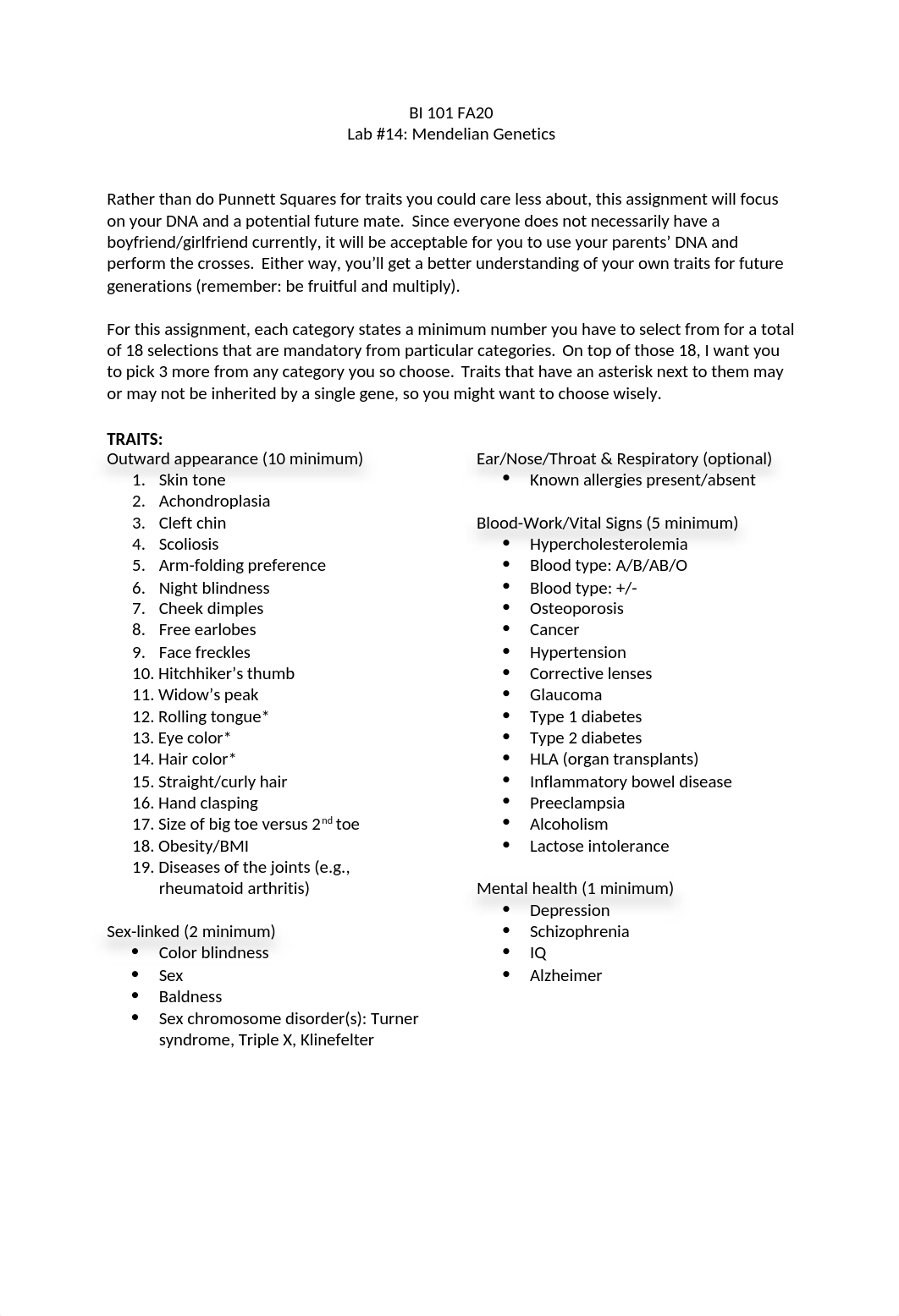 BI 101 FA20 Lab 14 - Mendelian Genetics.docx_df8btizzu0u_page1