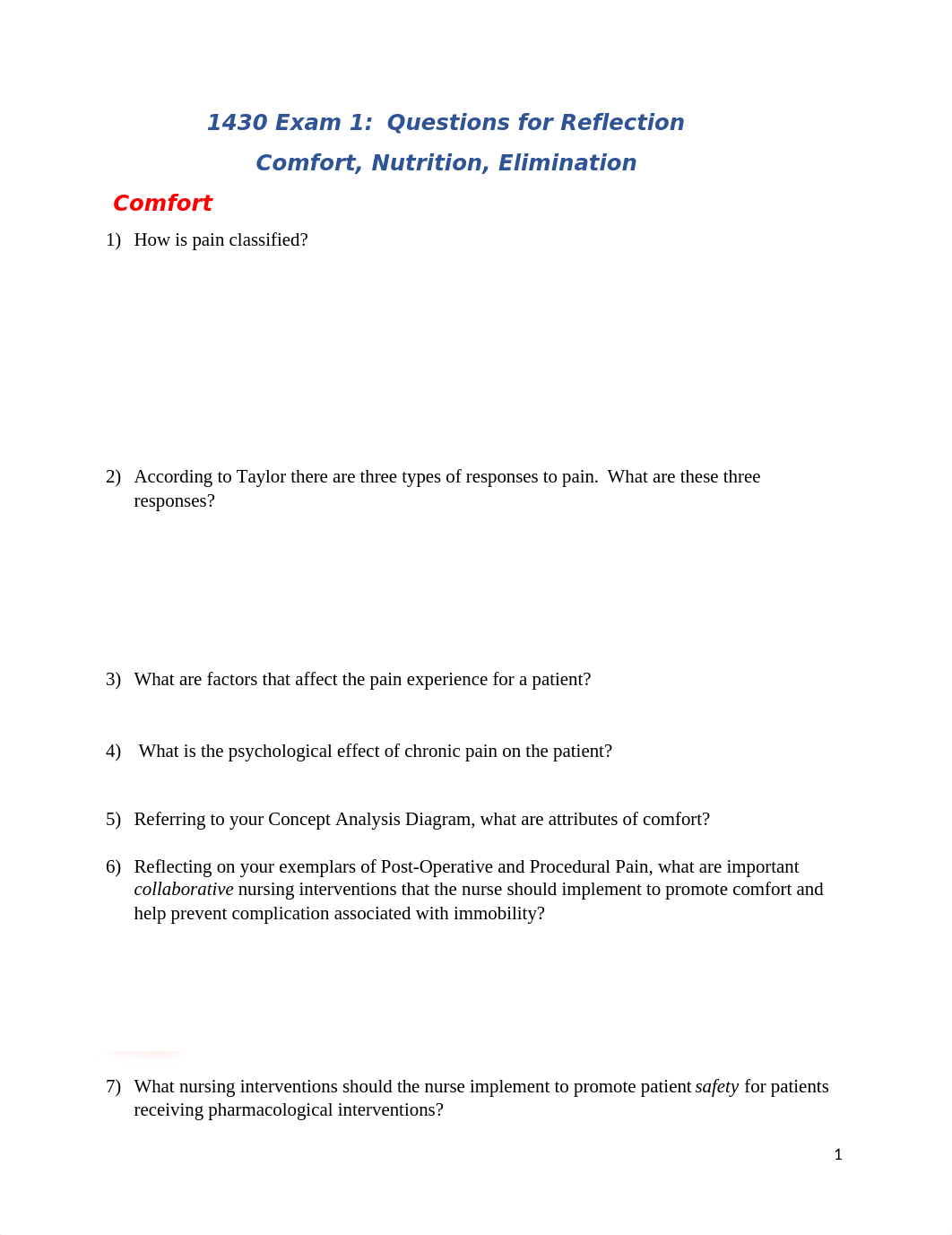 1430+Exam+1+Questions+for+Reflection-Comfort%2C+Nutrition%2C+Elimination-Student.docx_df8chgx2fi4_page1