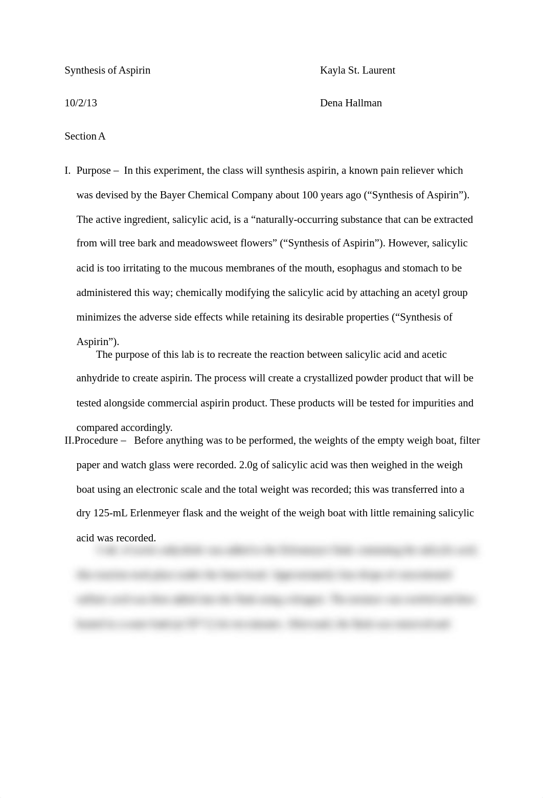 Synthesis of Aspirin Kayla St Laurent_df8h5dwx5yr_page1