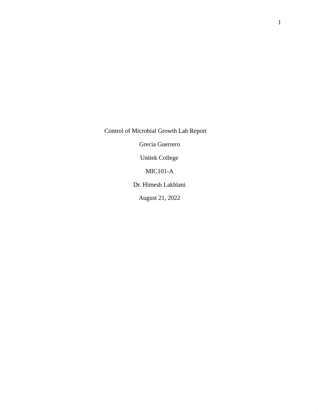 Lab Report #5- Control of Microbial Growth - Effect of Antiseptics and Disinfectants.docx_df8hp6bej5r_page1