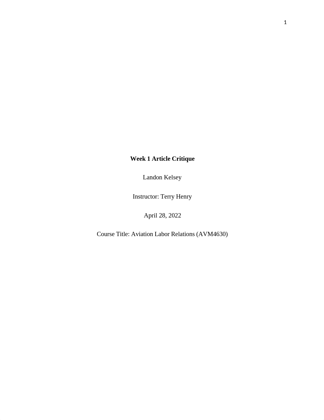 Aviation Labor Relations Week 1 Article Critique.docx_df8pq4b8veh_page1