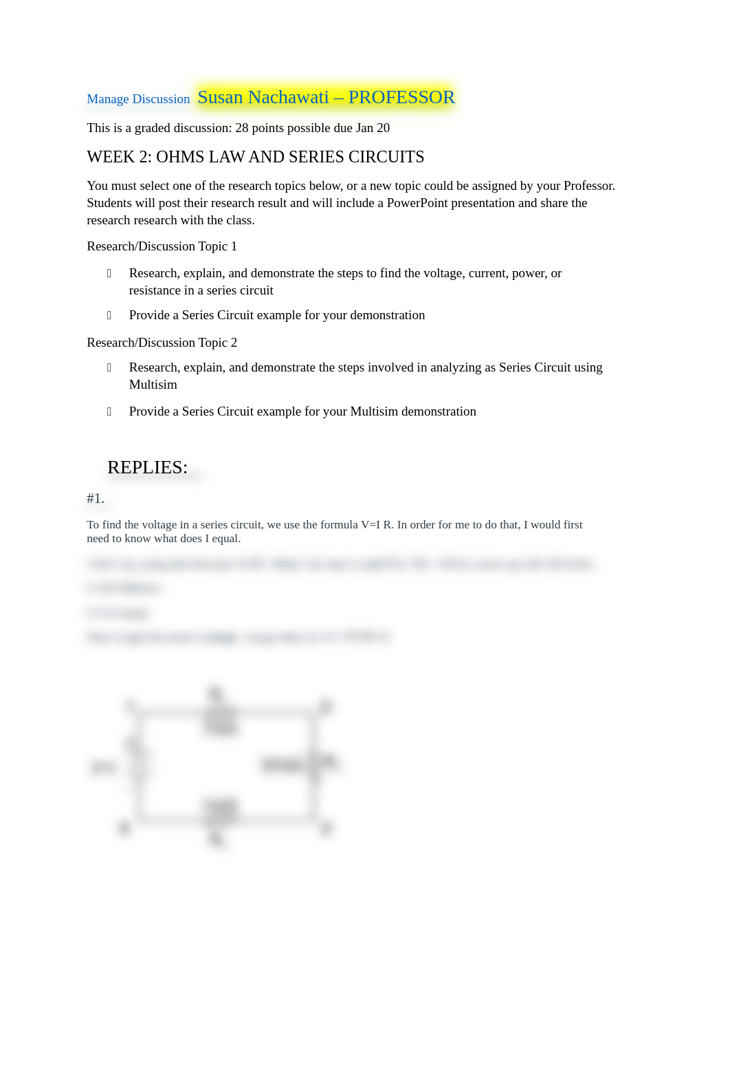 ECT 122 WEEK 2 DISCUSSION -  OHMS LAW AND SERIES CIRCUITS .docx_df9q3az5up0_page1