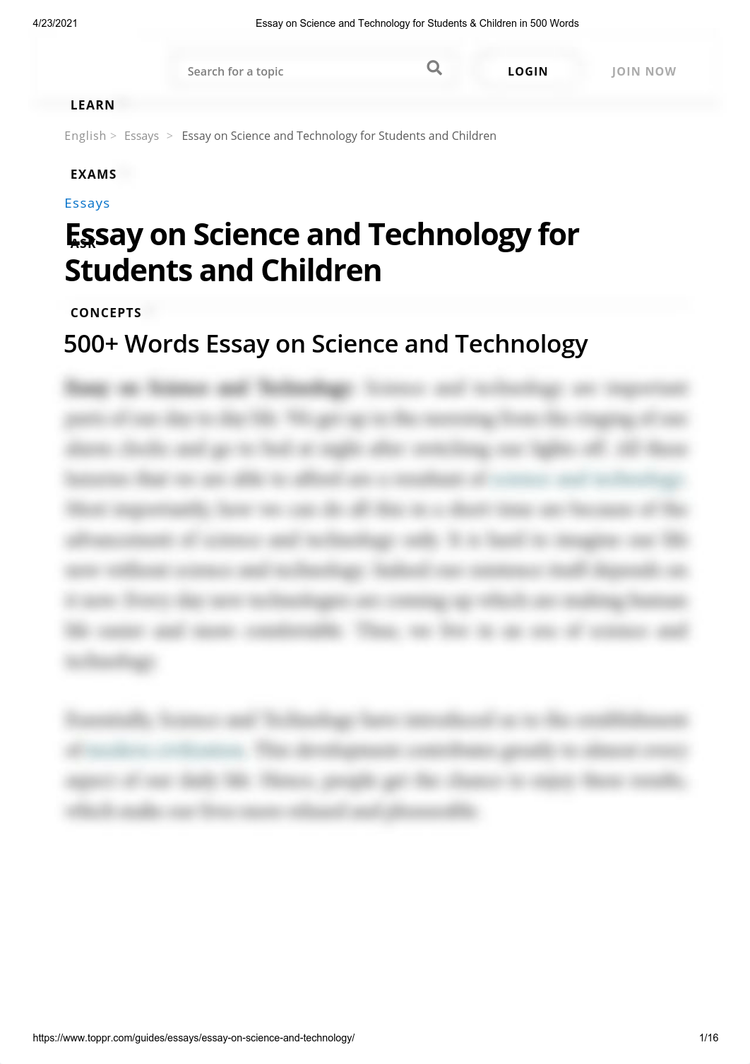 Essay on Science and Technology for Students & Children in 500 Words.pdf_dfa85jidqsy_page1