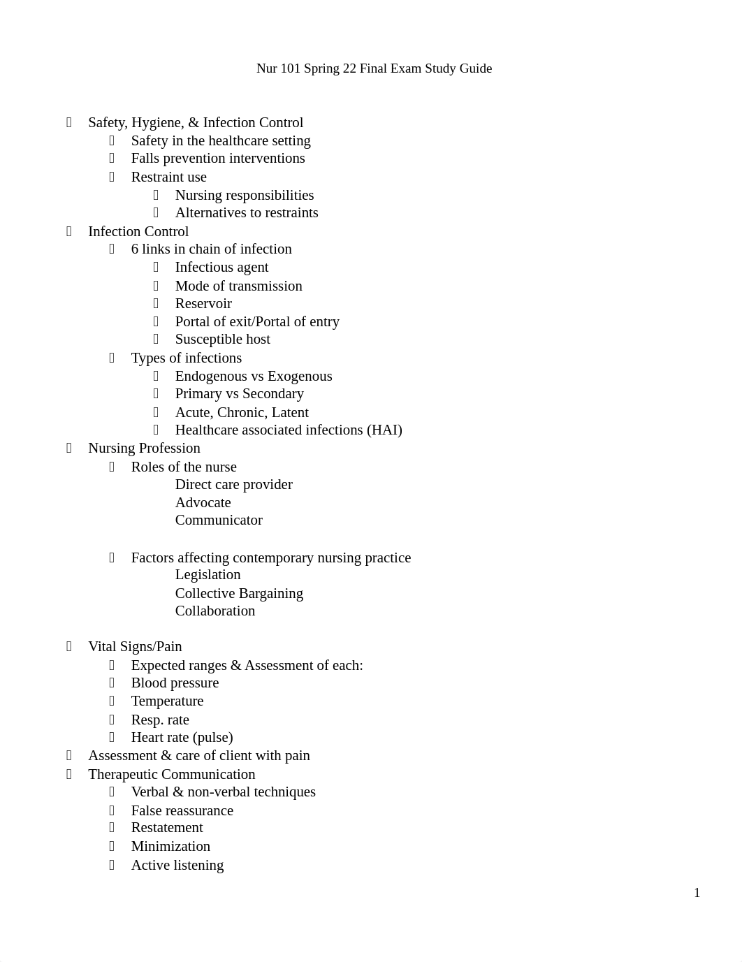 Nur 101 Sp22 Final Exam Study Guide(1) - Copy.docx_dfa9rwl7tkd_page1