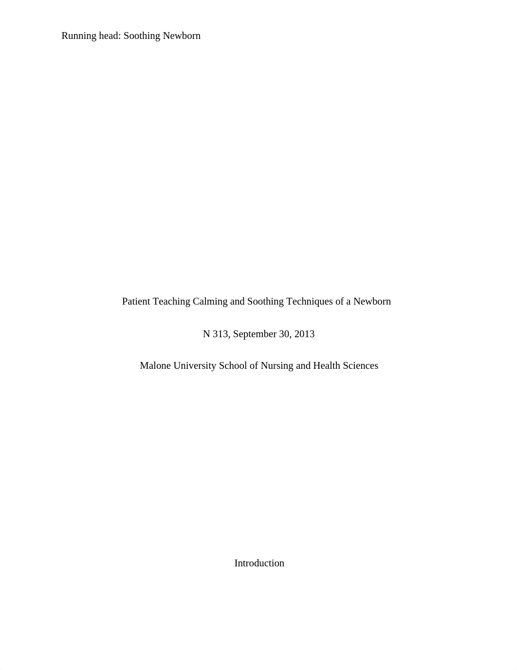 Patient Teaching Calming and Soothing Techniques of a Newborn Essay_dfbbb4p8sq3_page1