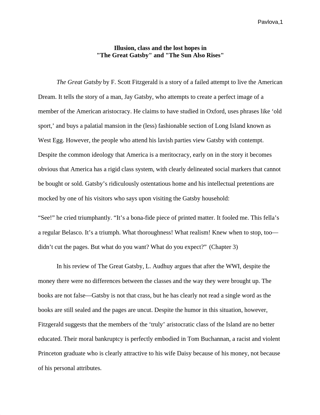 Illusion, class and the lost hopes in "The Great Gatsby" and "The Sun Also Rises"_dfc67b4disb_page1