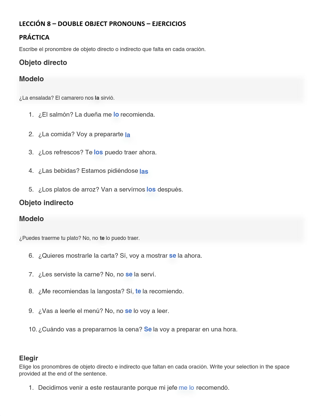 Leccion 8 - Double Object Pronoun - Ejercicios.pdf_dfc7a2d3ri0_page1