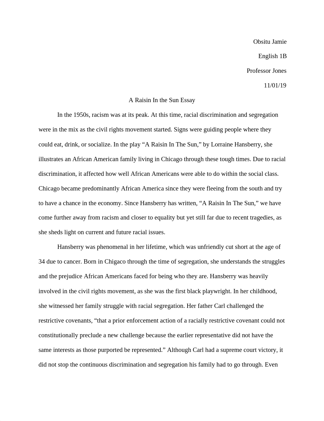 Eng 1B A Raisin In The Sun Essay.docx_dfcxbc325xd_page1