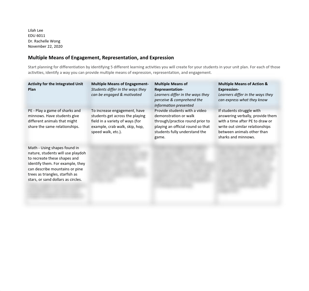 Lilah Lee - EDU 6011 Multiple Means Planning for Unit Plan.pdf_dfd1j1gsrlj_page1