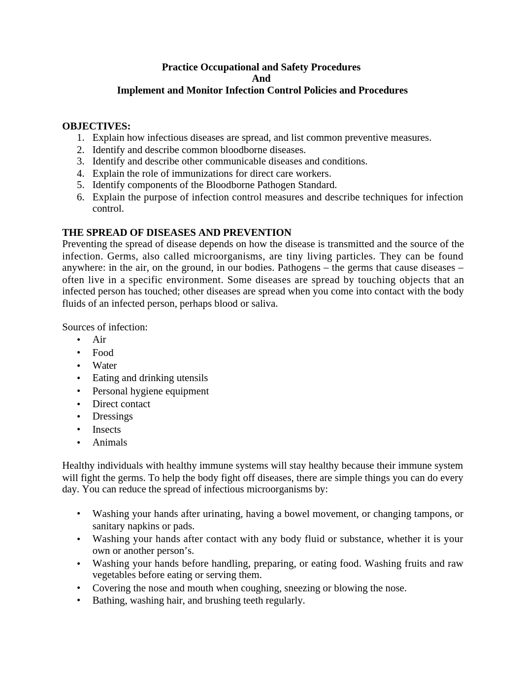 Implement and Monitor Infection Control Policies and Procedures and Practice Occupational and Safety_dfd9p68ycqe_page1