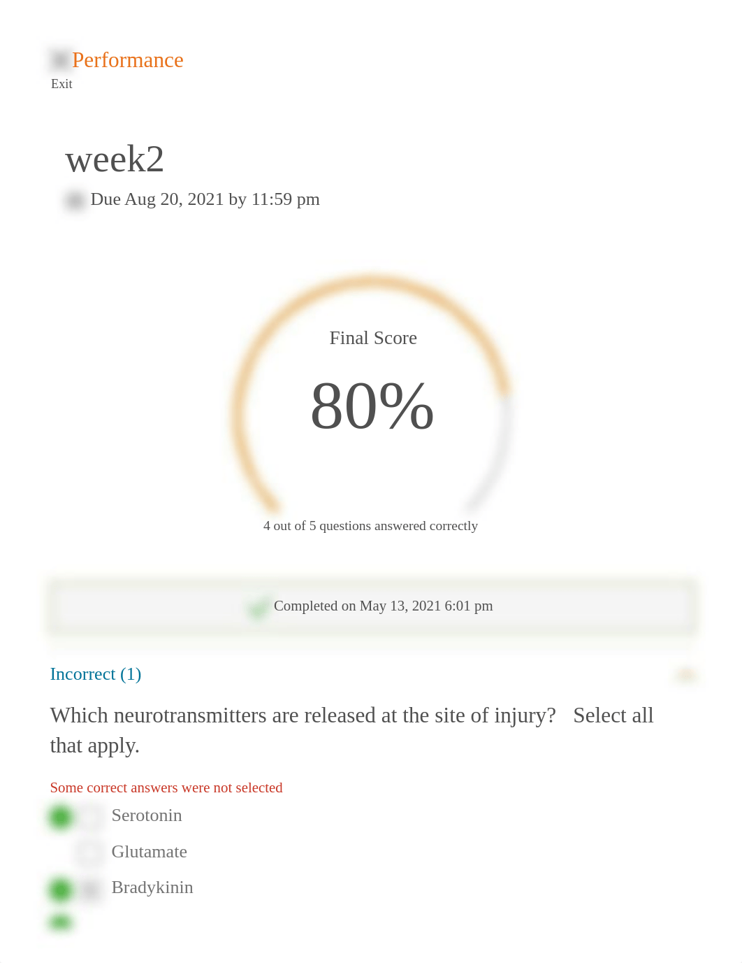 Elsevier Adaptive Quizzing - Quiz performance.pdf_dfdpxj00rzj_page1