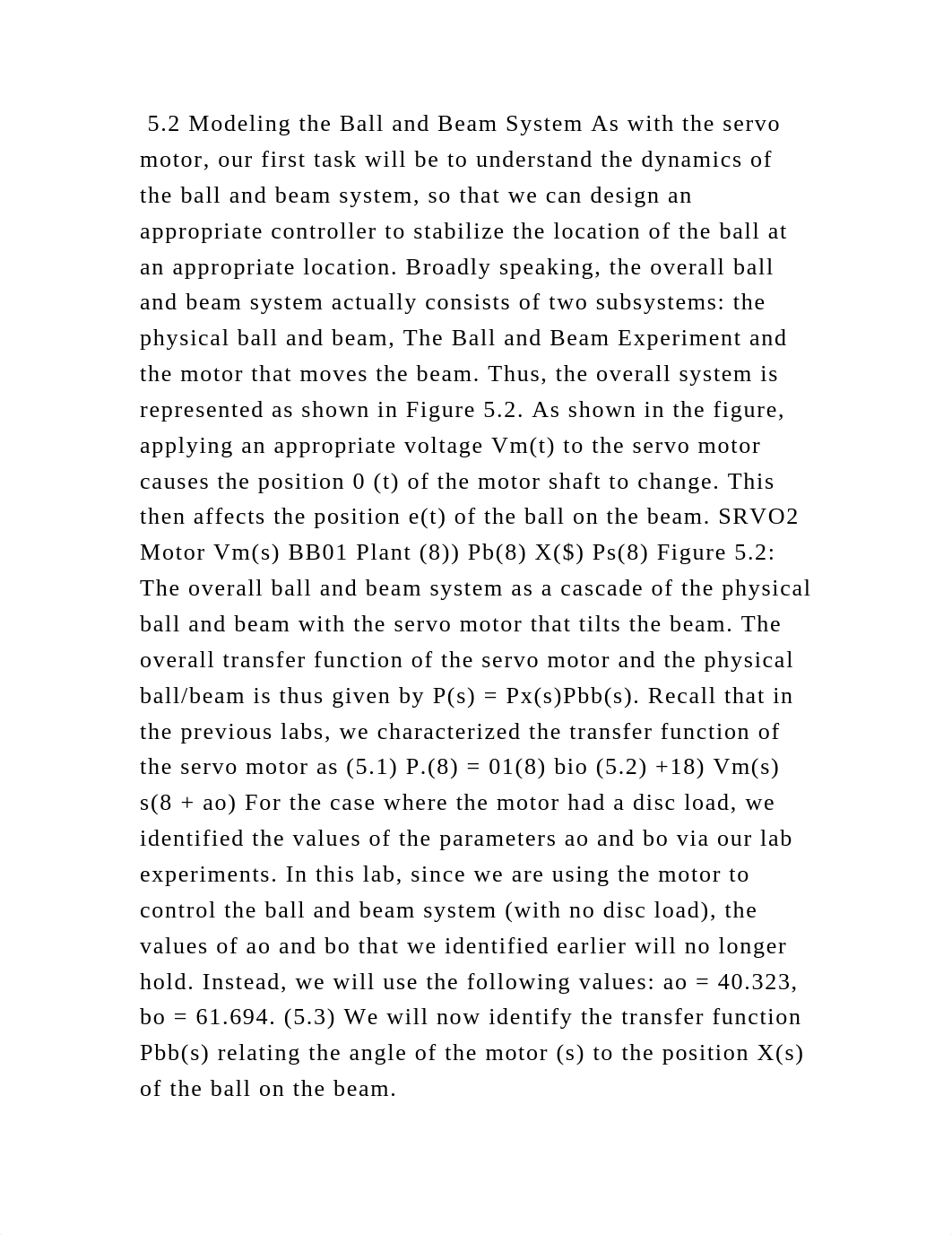 5.2 Modeling the Ball and Beam System As with the servo motor, our fi.docx_dfendlci48b_page2