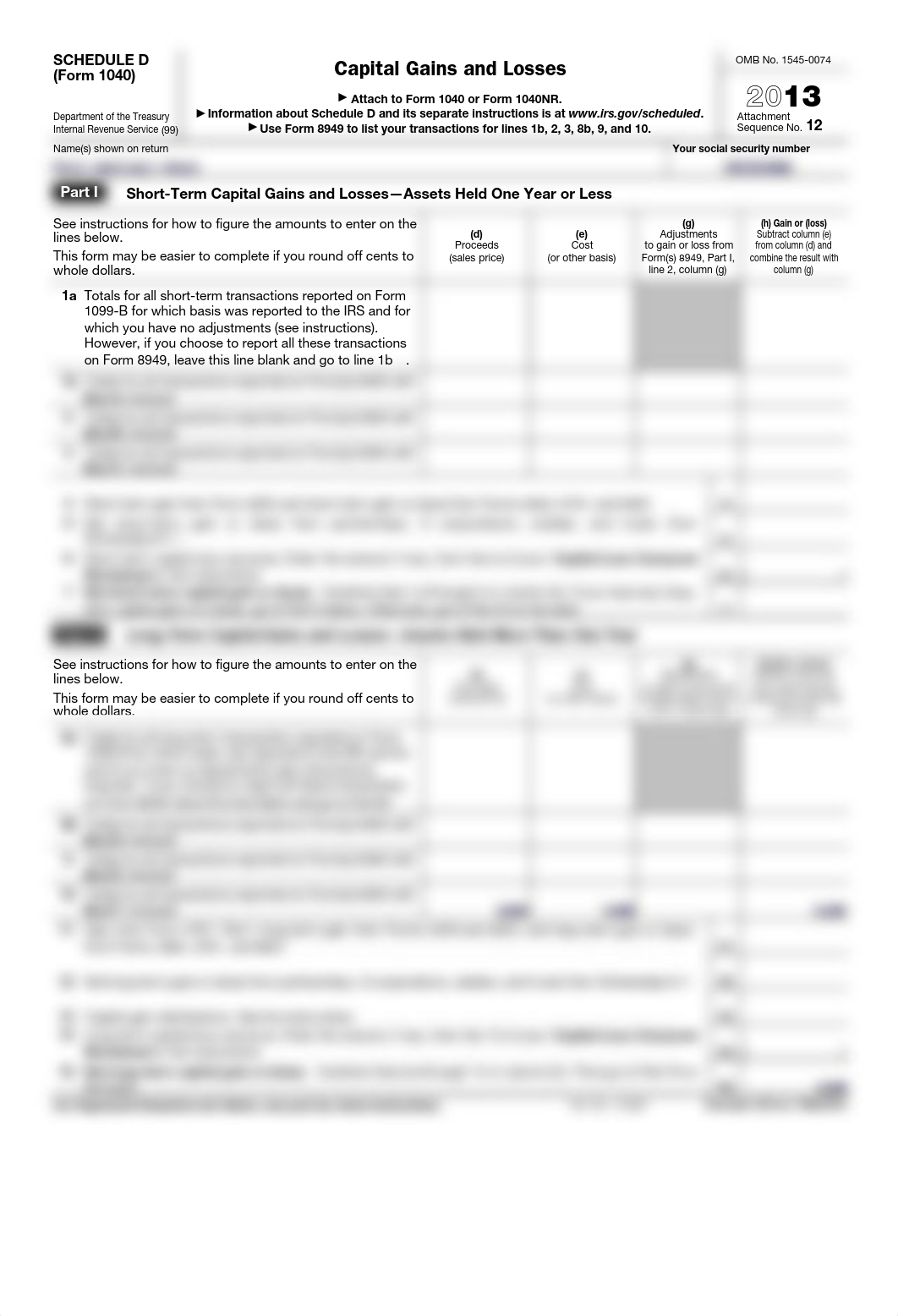 Individual Tax Return Problem 5 Form 1040 Schedule D_dff6upapoc2_page1