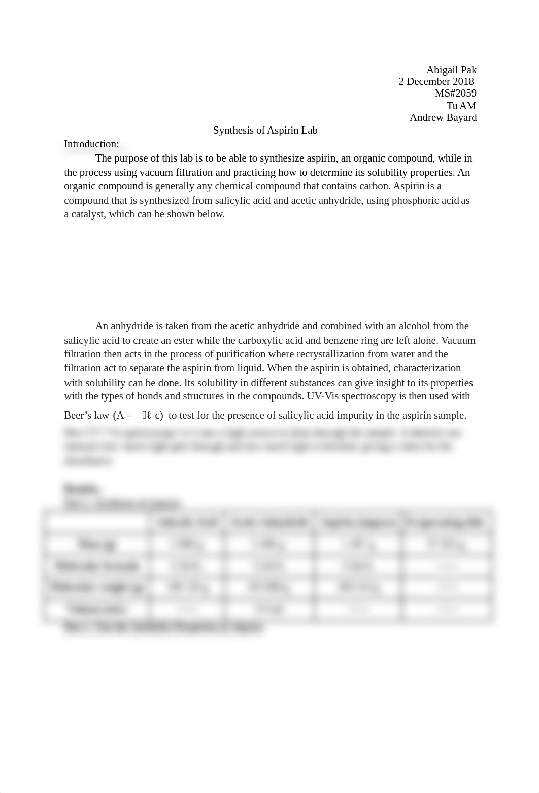 Aspirin lab report_dffdw25u1g6_page1