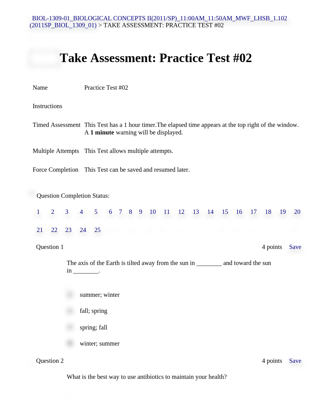 Practice Test 2 Biology 1309_dfffcz1e2y4_page1