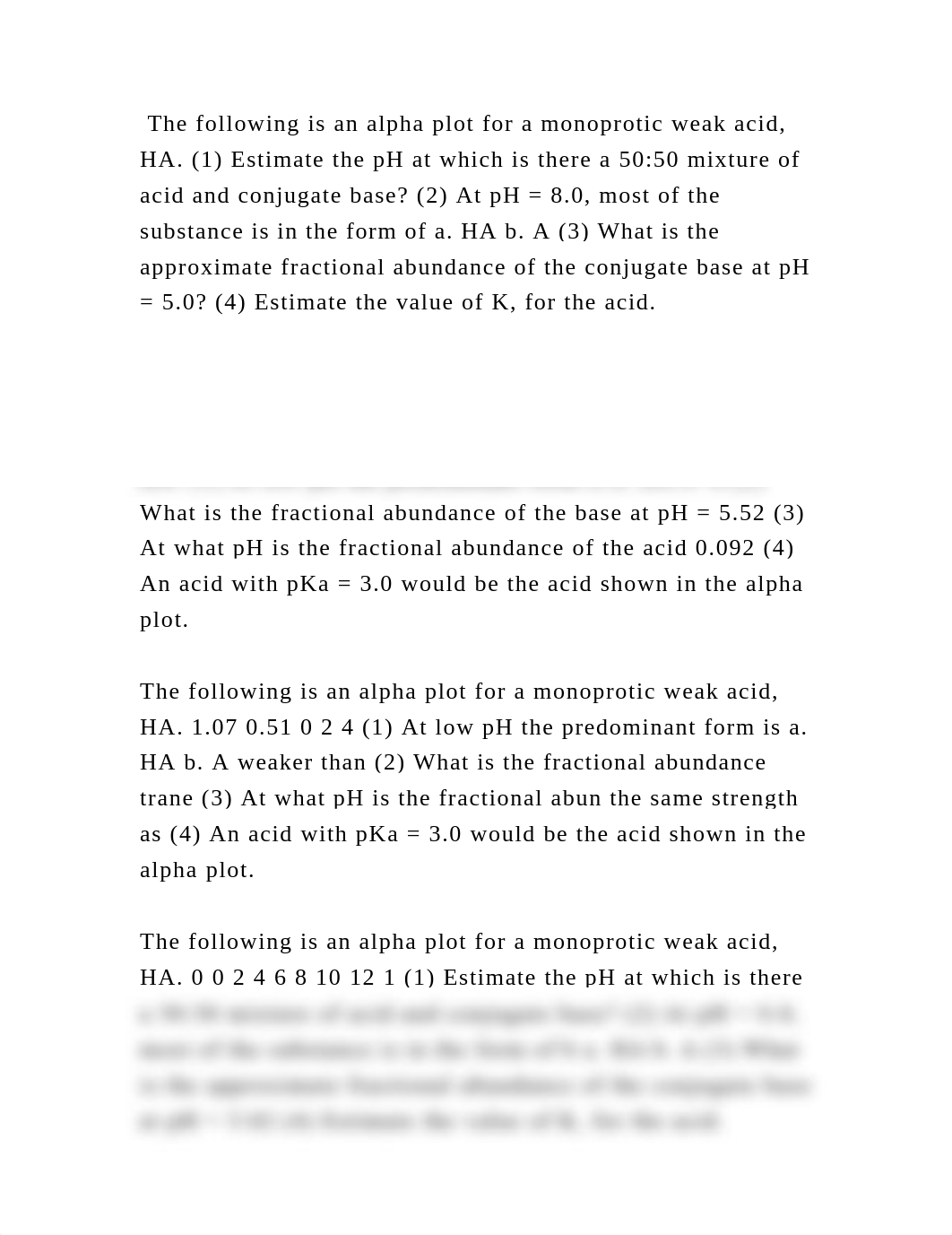 The following is an alpha plot for a monoprotic weak acid, HA. (1) Es.docx_dfffx80b8hp_page2