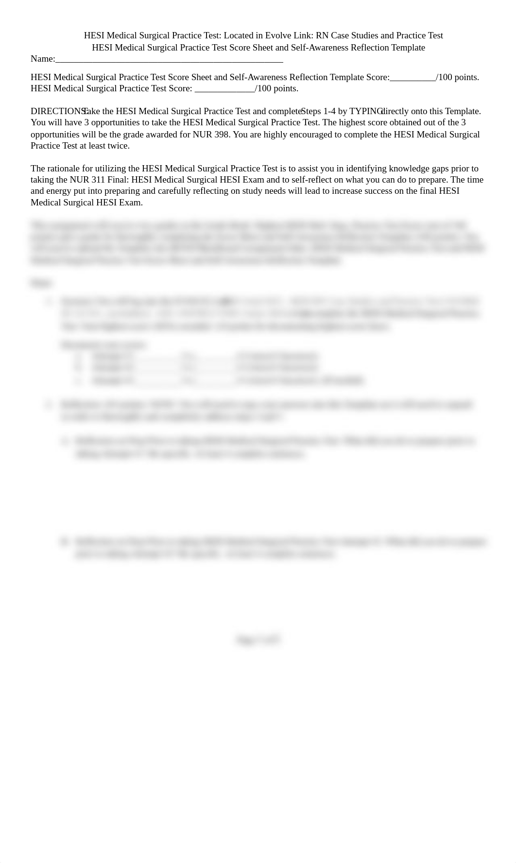 HESI Med Surg Practice Test Score Sheet and Self-Awareness Reflection Template.docx_dffk322dl1z_page1