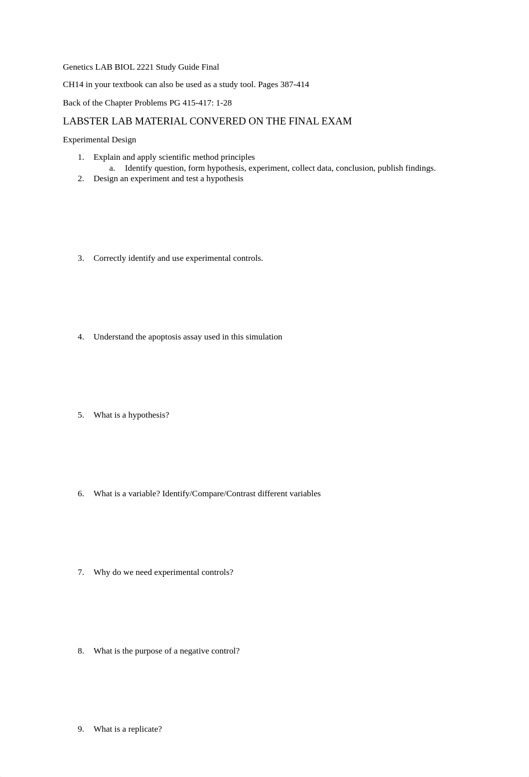 Genetics LAB BIOL 2221 Study Guide Final.docx_dffsj9hxt1z_page1