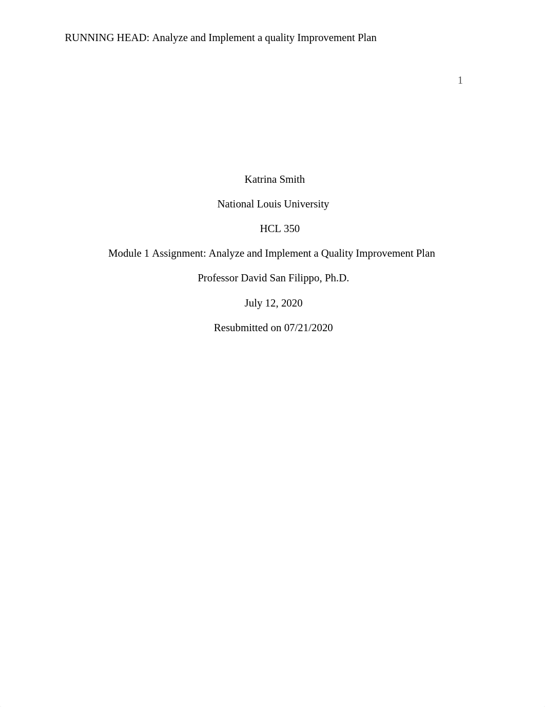 Module 1 Assignment_ Analyze and Implement a Quality Improvement Plan (2).docx_dfh49azu6it_page1