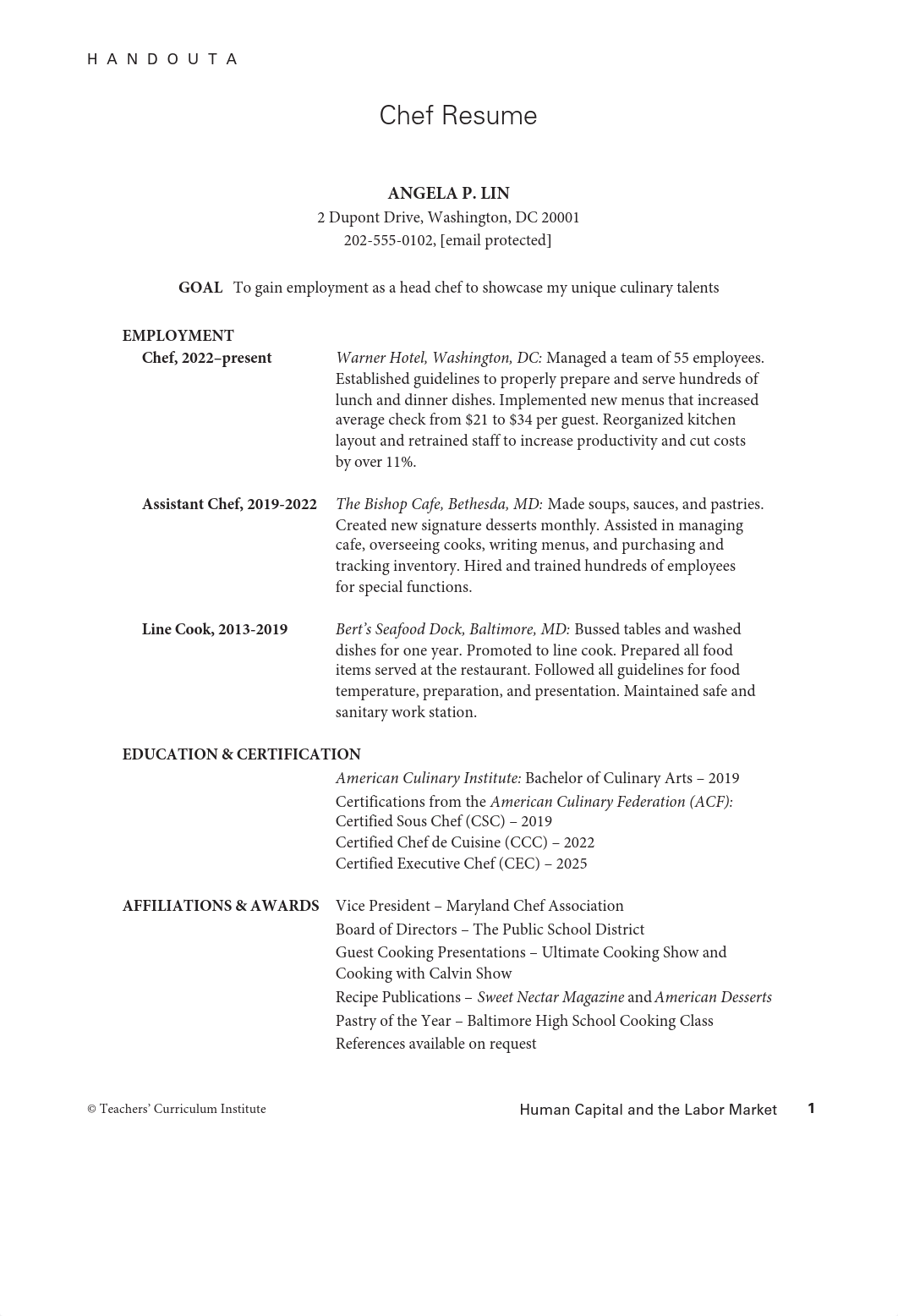 Cham Elsafadi - Econ L10 Handout A: Chef Resume.pdf_dfhu718cmfd_page1