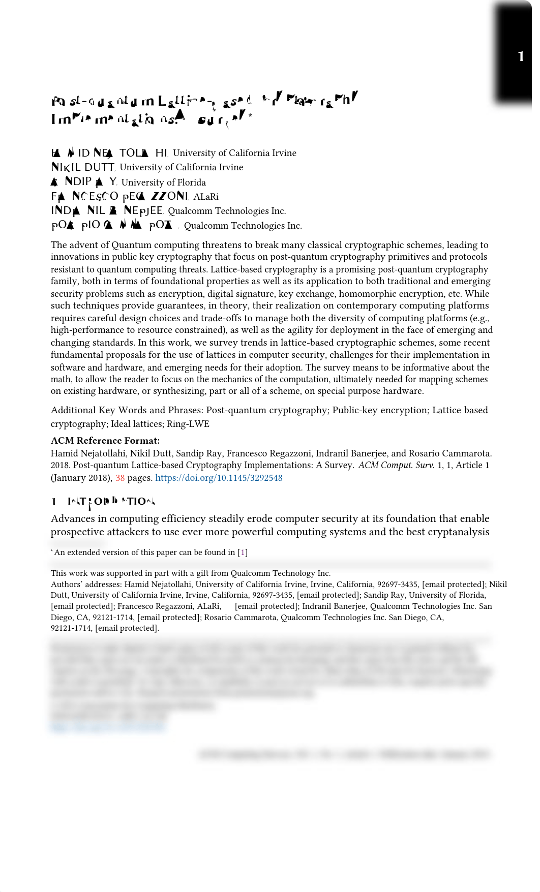 Post-Quantum Lattice-Based Cryptography Implementations- A Survey.pdf_dfit6lndqsq_page1