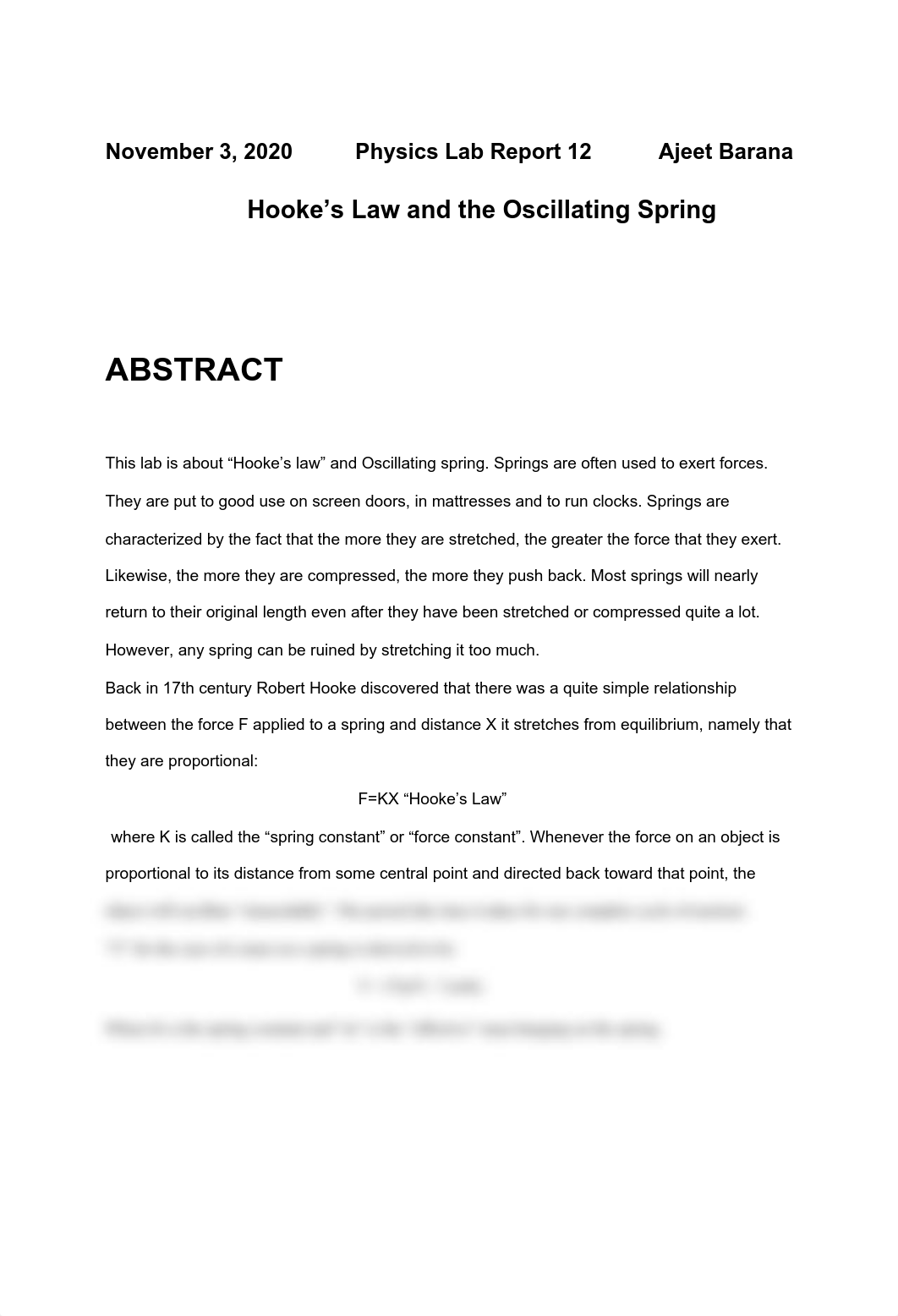 Lab report 12 Hooke's Law.pdf_dfite3vbeg4_page1