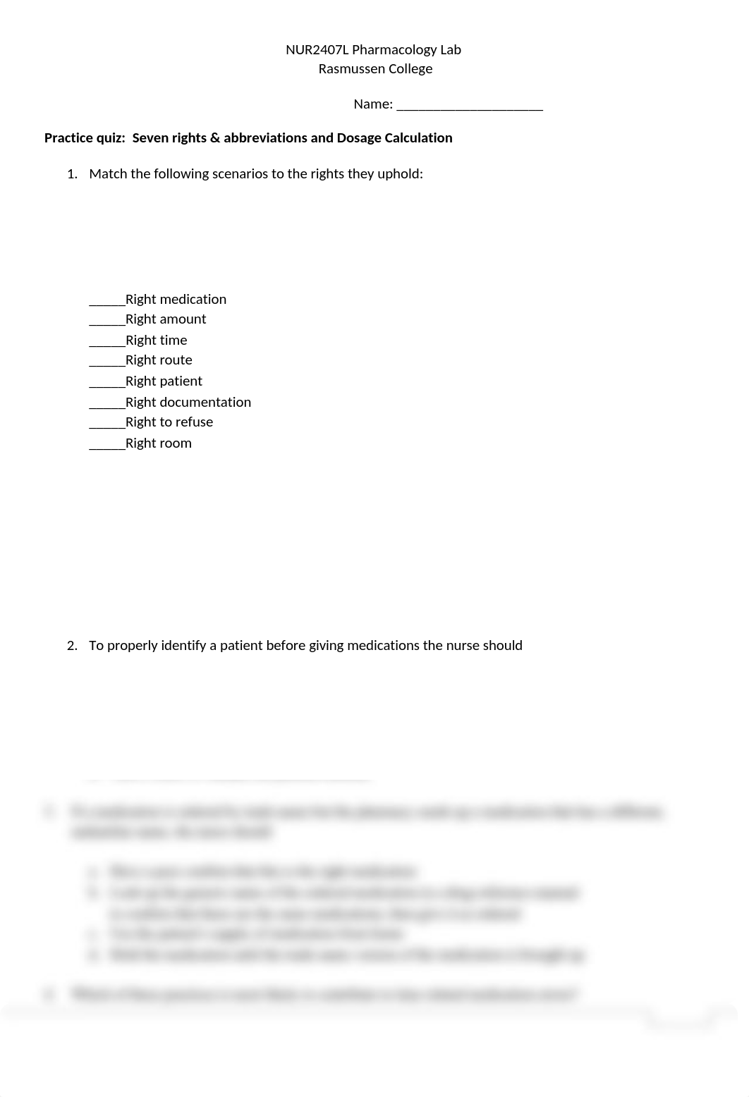 Seven Rights & Abbreviations Safety Quiz and Dosage Calculation Practice (1).docx_dfixyidckje_page1