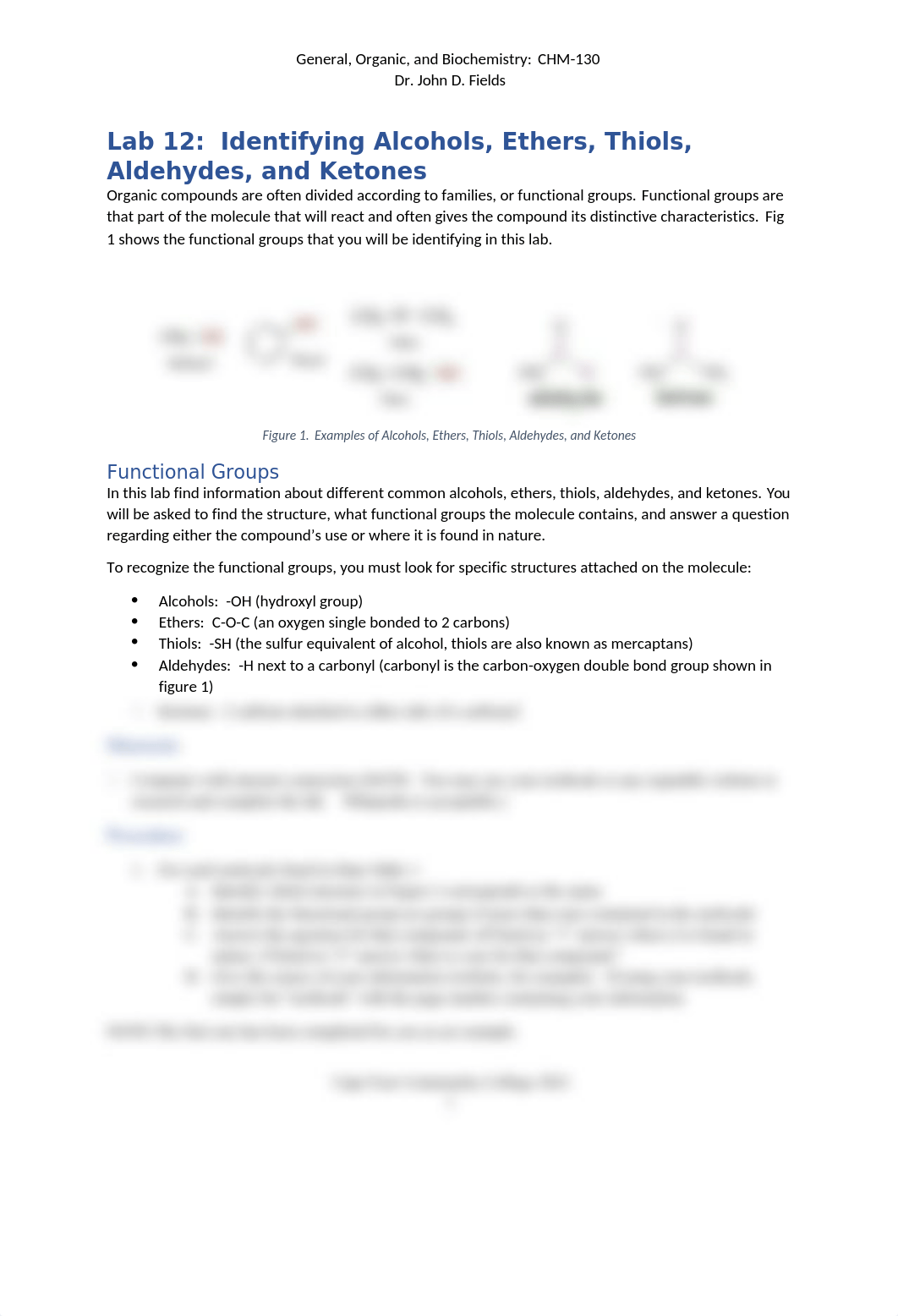 Lab 12- Identifying alchols ethers thiols aldehydes ketones.docx_dfj8avkukst_page1