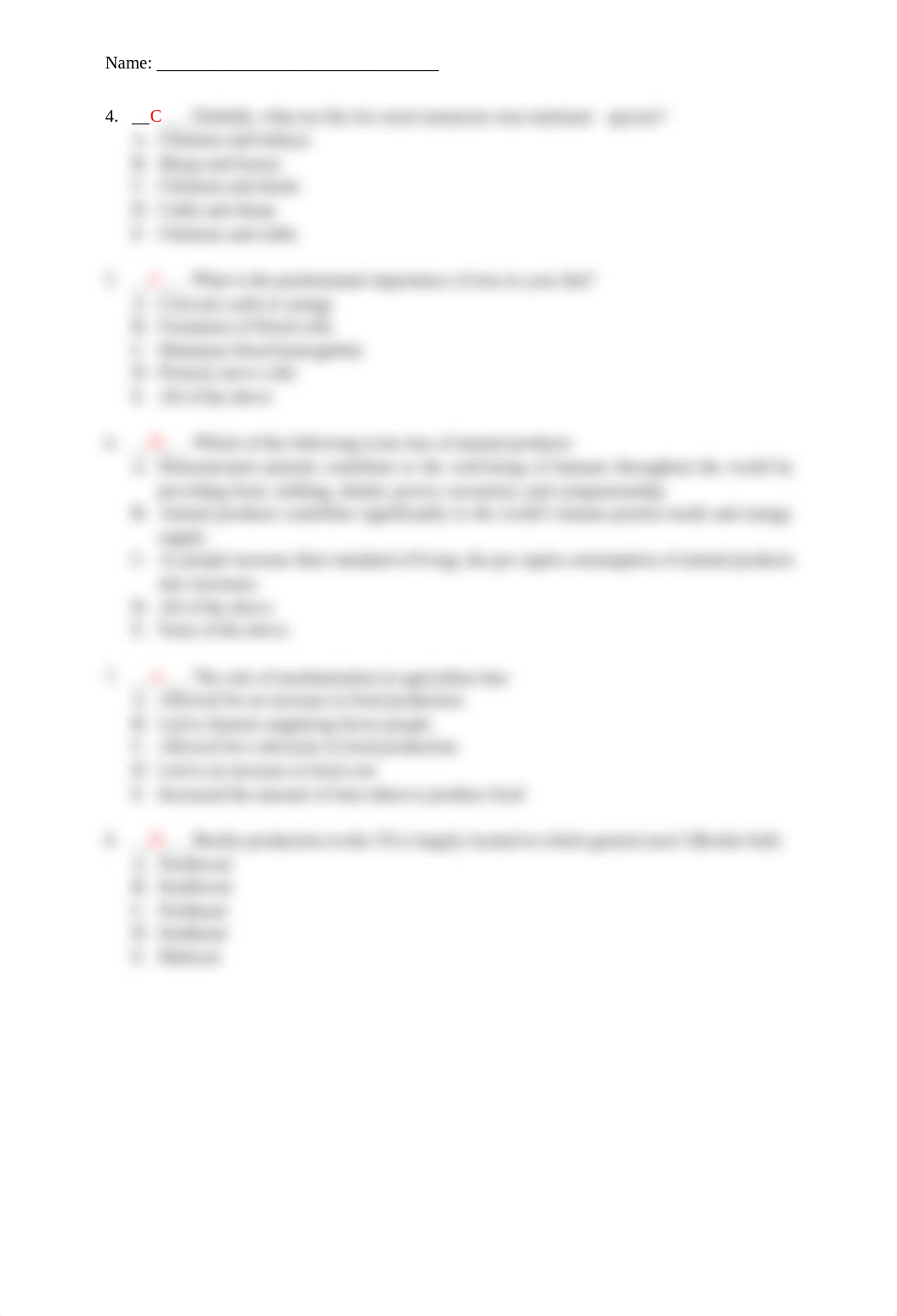 AGRS 105 Animal Science Exam 1 Fall 2019 - ANSWER KEY.pdf_dfj9ny765mi_page2