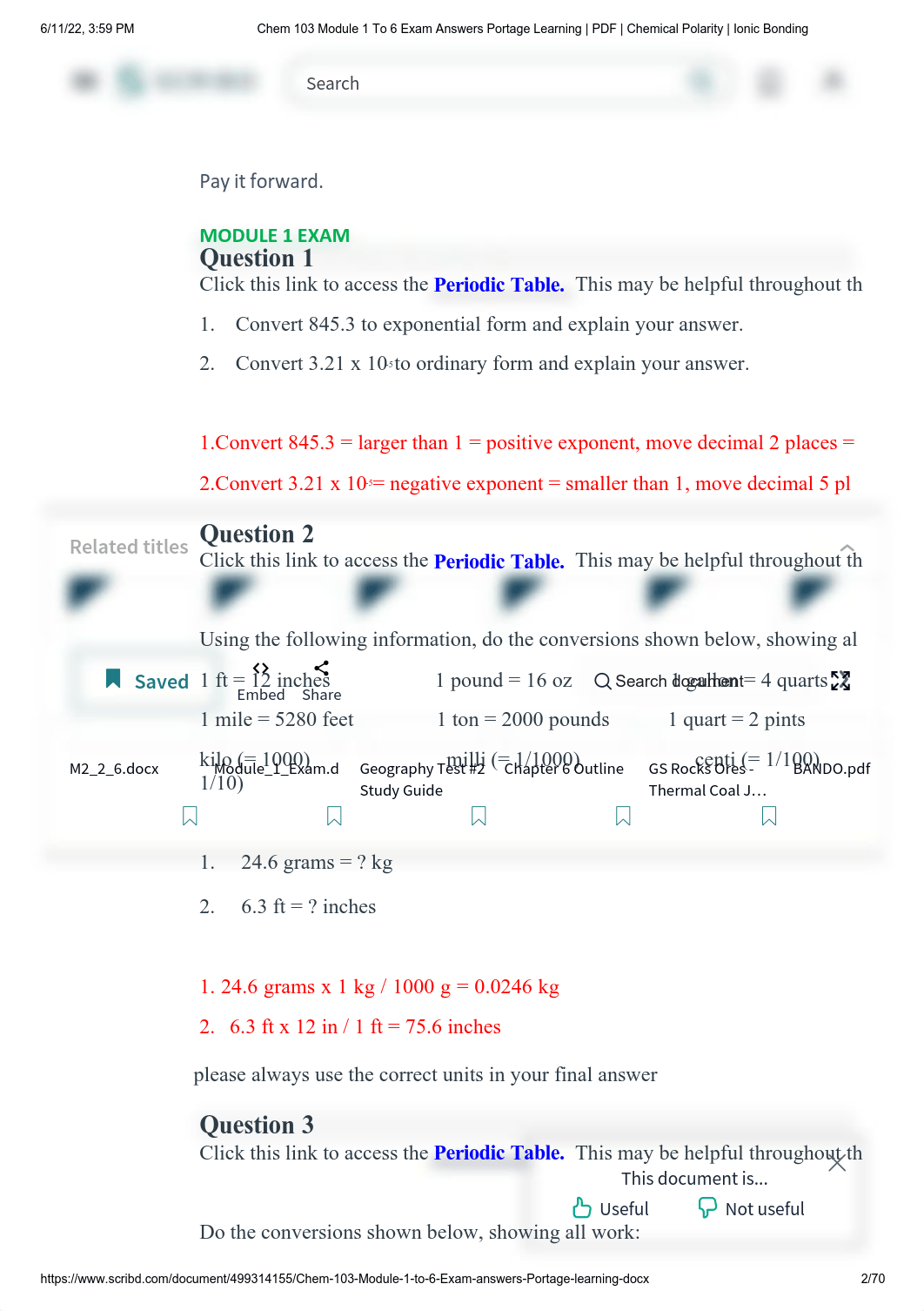 Chem 103 Module 1 To 6 Exam Answers Portage Learning _ PDF _ Chemical Polarity _ Ionic Bonding.pdf_dfjw4cy3rws_page2