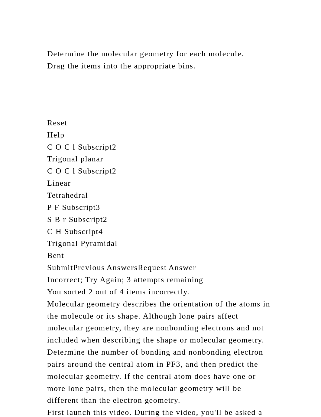 Determine the molecular geometry for each molecule.Drag the items .docx_dfkx0vgh7kr_page2