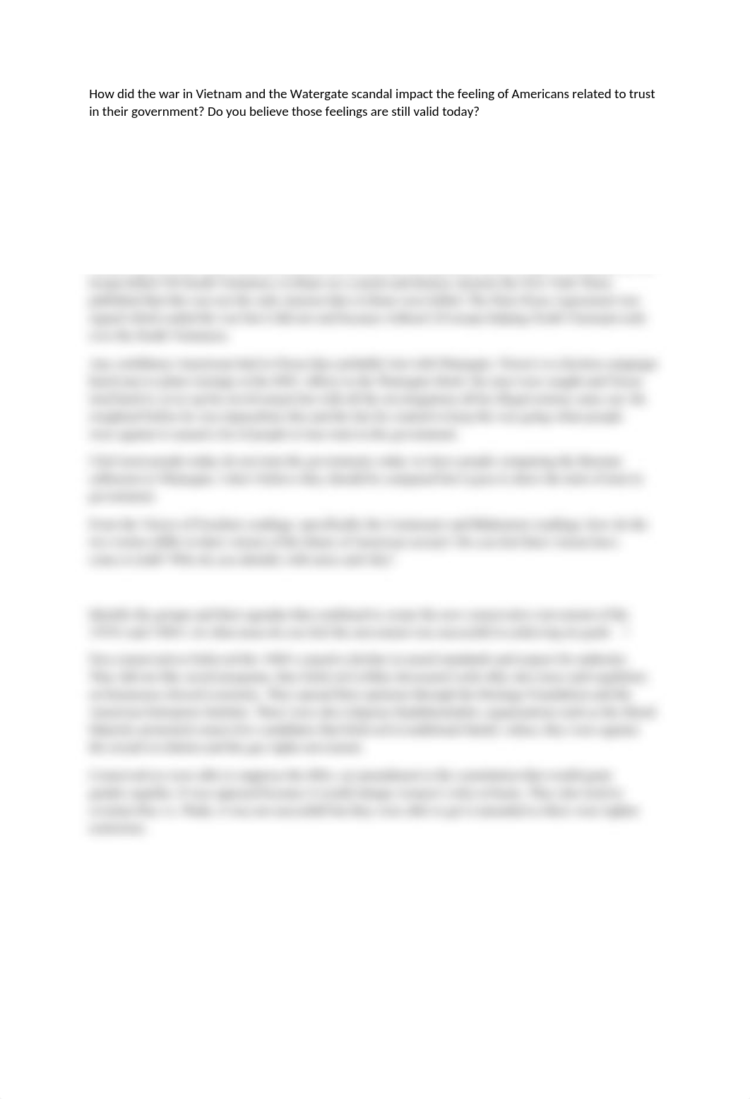 How did the war in Vietnam and the Watergate scandal impact the feeling of Americans related to trus_dfl7nx4m1u9_page1