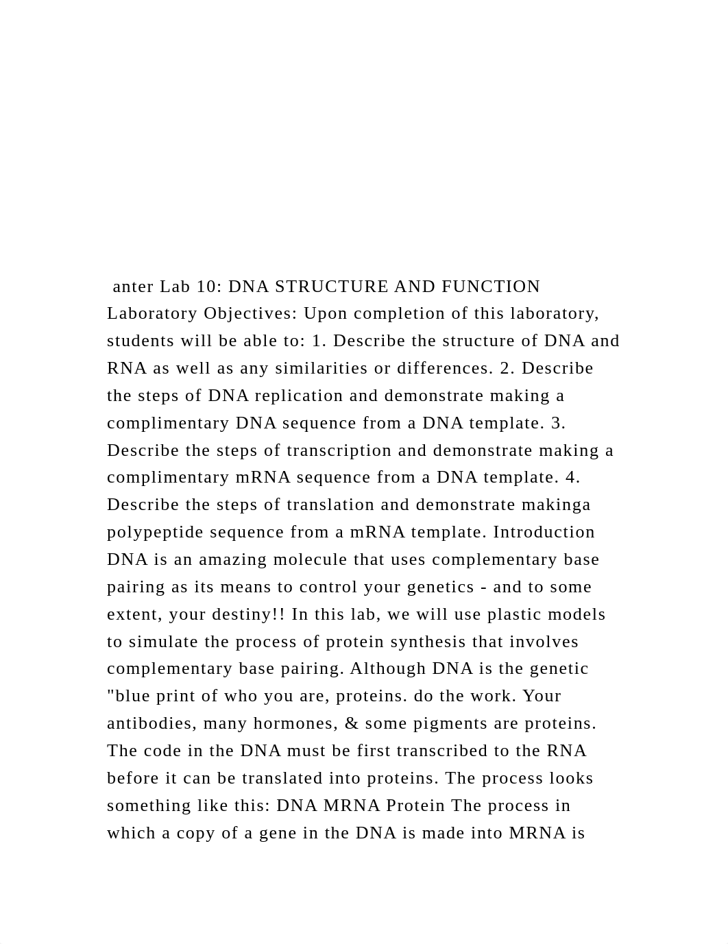 anter Lab 10 DNA STRUCTURE AND FUNCTION Laboratory Obj.docx_dflcbckf0zc_page2