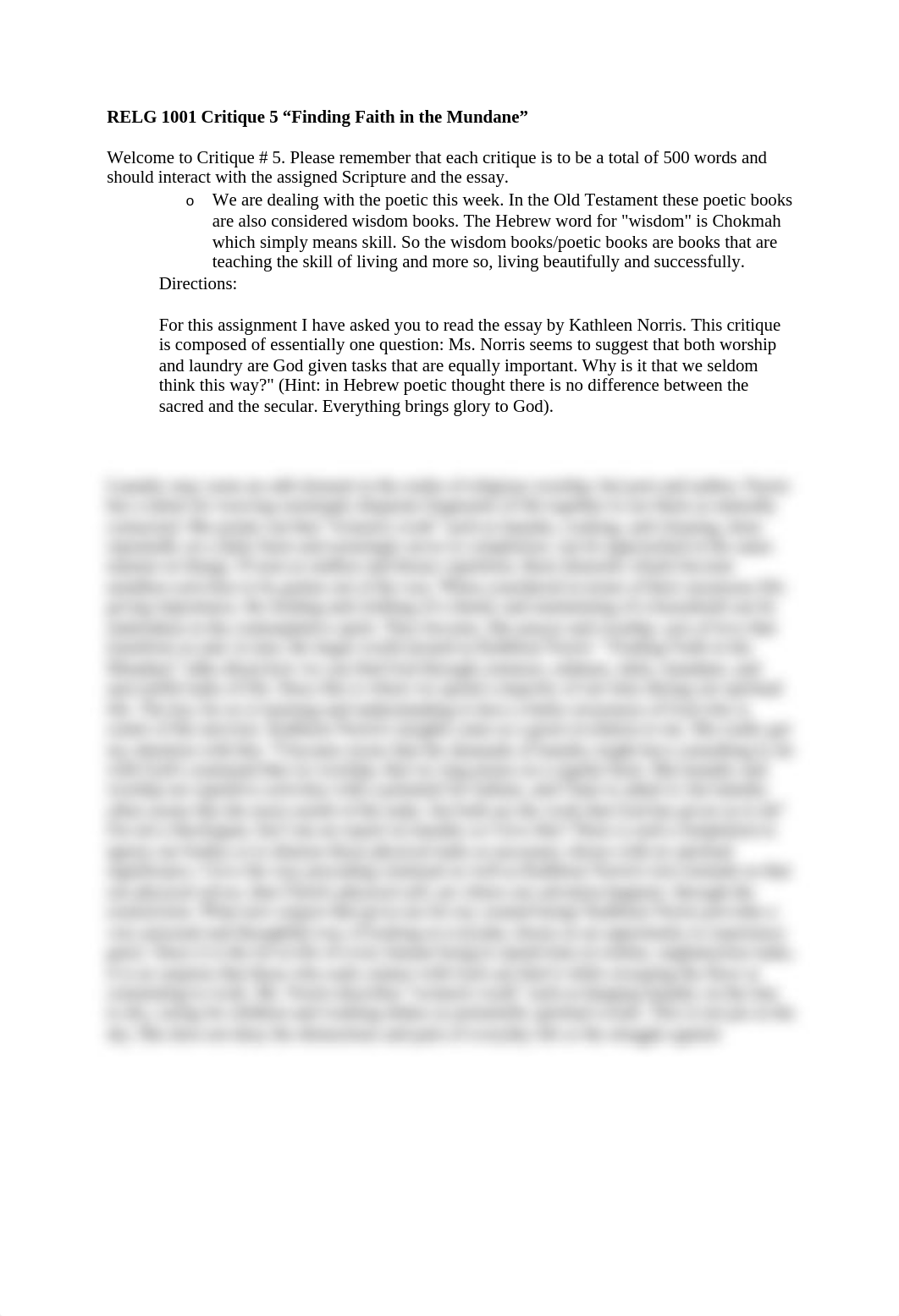 RELG 1001 Critique 5 "Finding Faith in the Mundane"_dfm1117nf40_page1