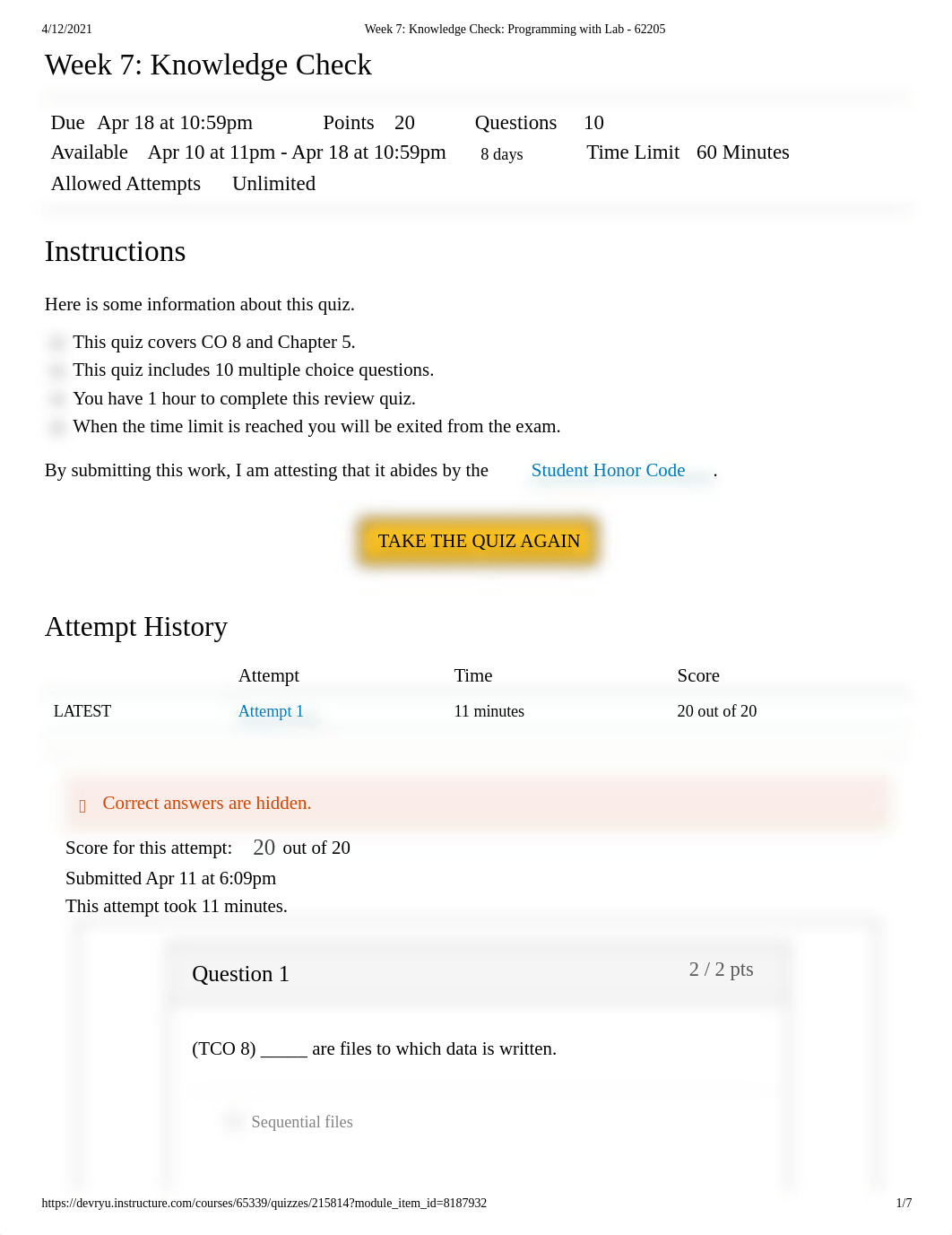 Week 7_ Knowledge Check_ Programming with Lab - 62205.pdf_dfn0y901a7x_page1