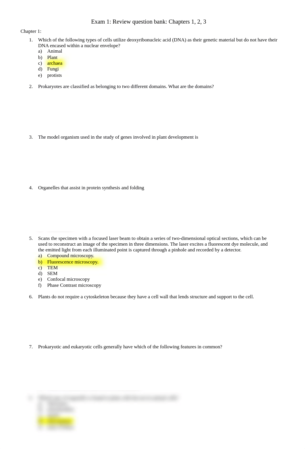 Cell Biology Exam1 Review Questions Chp1,2,3.docx_dfo4y9345qy_page1