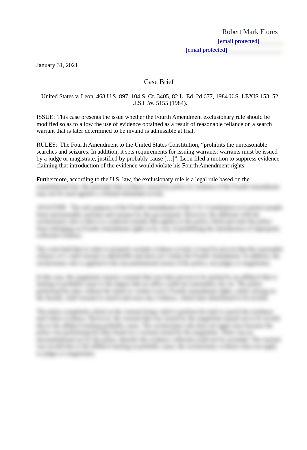 Robert Mark Flores - US v. Leon Case Brief.pdf_dfo7vwqy9xu_page1