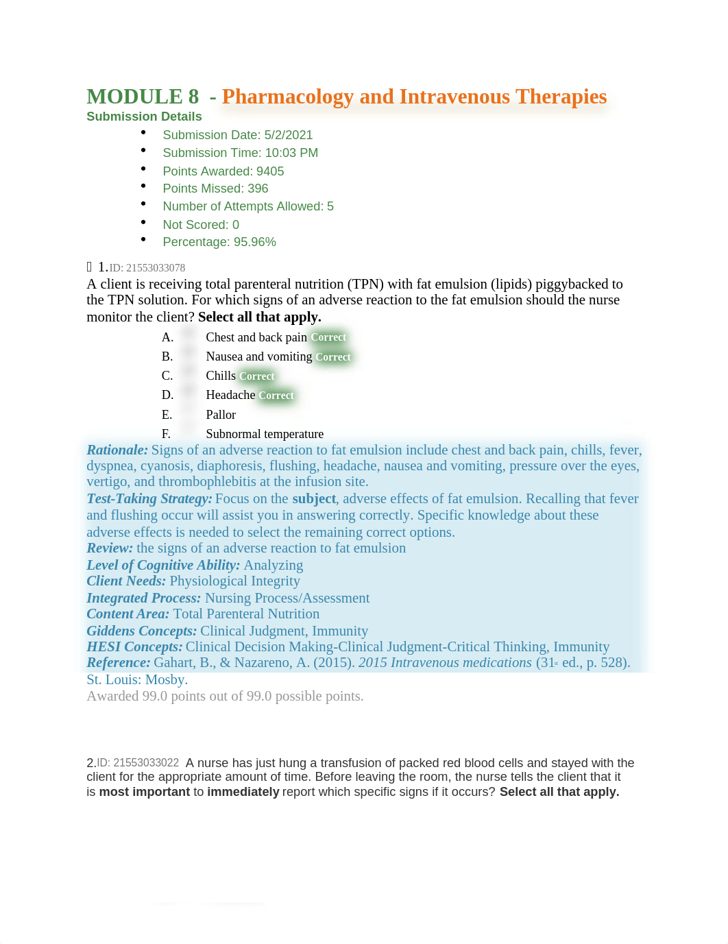 MODULE 8  - Pharmacology and Intravenous Therapies Exam without Rationale.docx_dfogabjtkta_page1