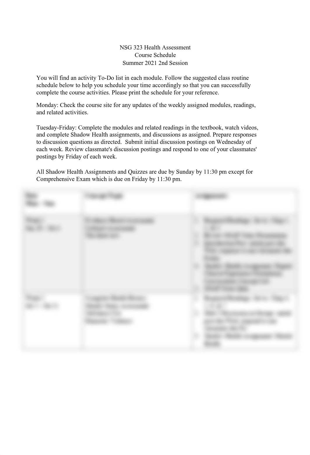 NSG 323 Health Assessment Schedule Summer 2021 Session 2.pdf_dfogh6wci1n_page1