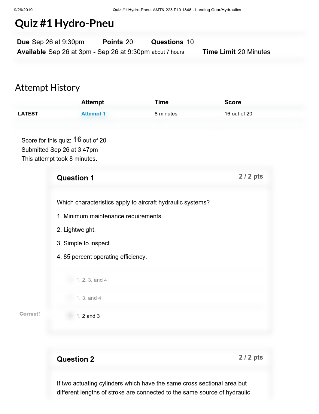 Quiz #1 Hydro-Pneu_ AMT& 223 F19 1848 - Landing Gear_Hydraulics.pdf_dfp059fr1gg_page1