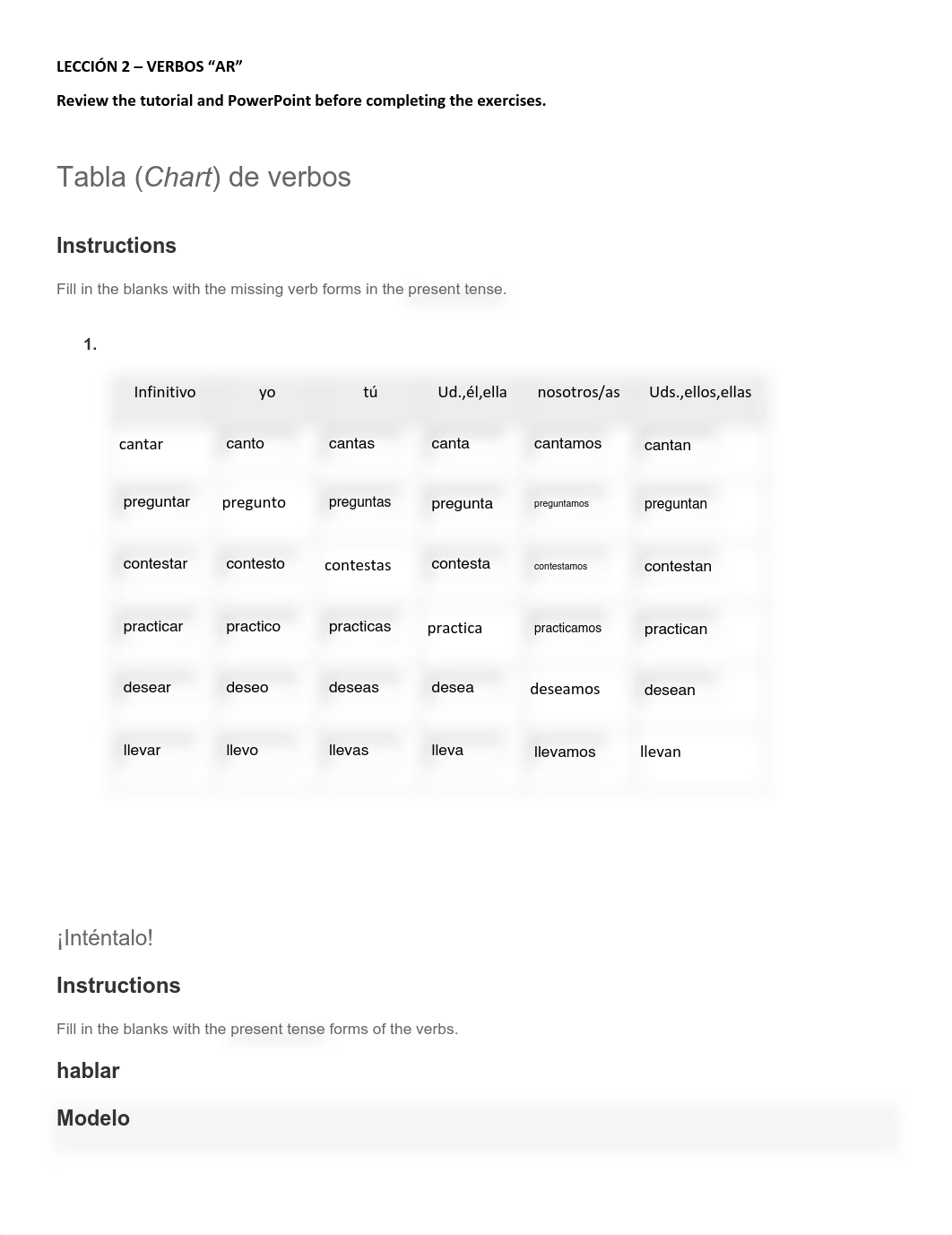 Leccion 2 - Tarea - AR Verbs - Fillable COMPLETED.pdf_dfp2tnyr6mx_page1