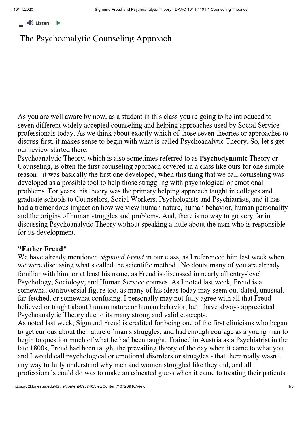 Sigmund Freud and Psychoanalytic Theory - DAAC-1311 4101 1 Counseling Theories.pdf_dfp2vwb6zbc_page1