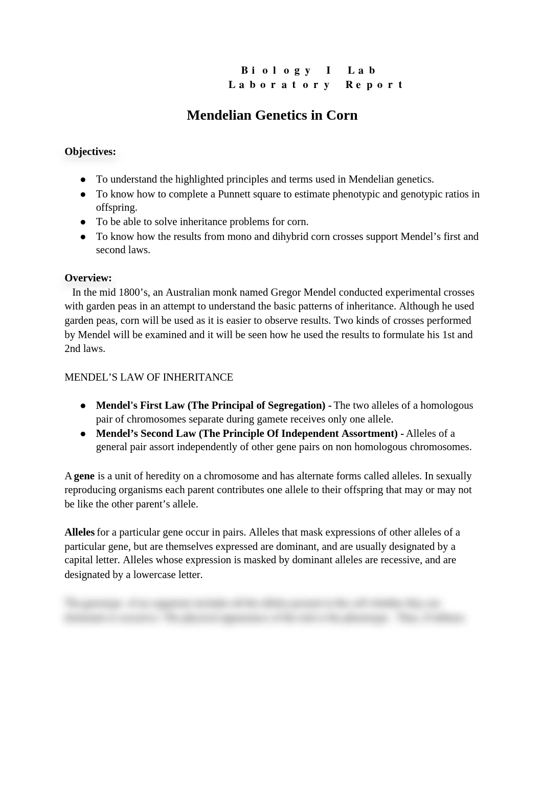 Bio I Lab - Mendelian Genetics in Corn - Lab Report.docx_dfp44lfjnsy_page1