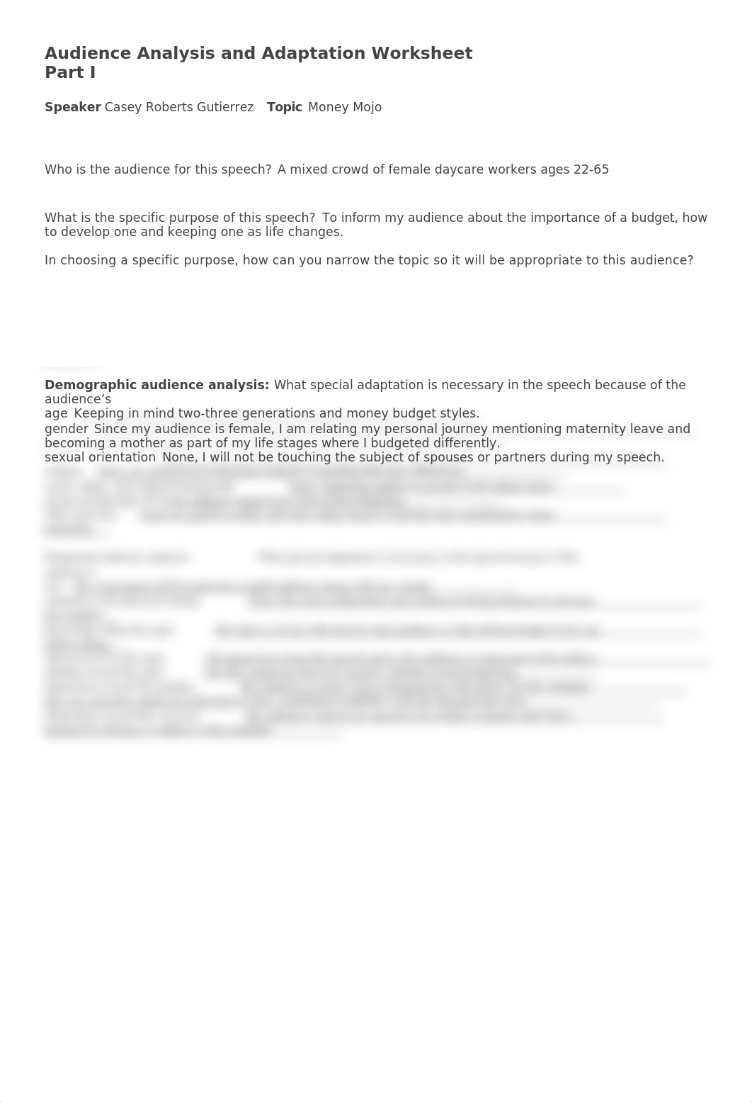 Audience Analysis and Adaptation Worksheet Part I and II_dfp6ztwr4uu_page1