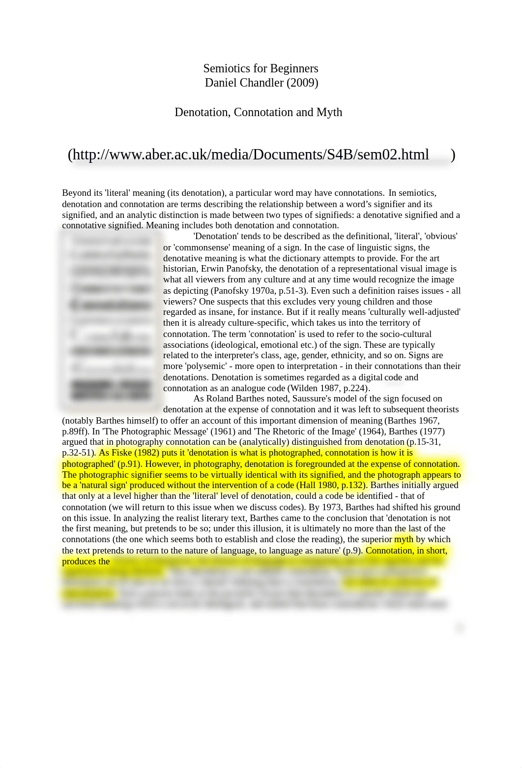 Chandler Semiotics for Beginners Denotation, Connotation and Myth.docx_dfphgjzuw5d_page1