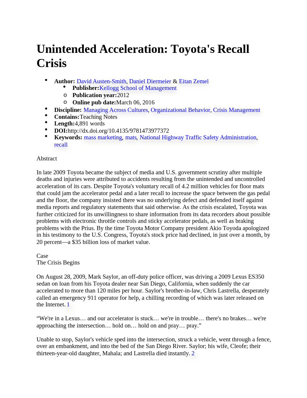 Leadership Ethics Culture - Unintended Acceleration - Toyota's Recall Crisis.docx_dfqmp2wx7i3_page1