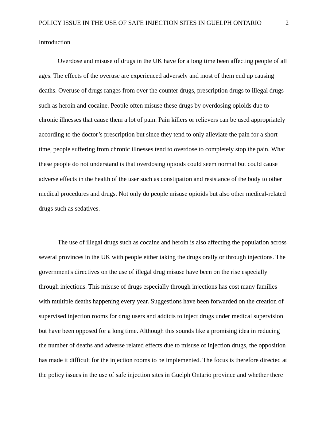 Policy Issue in the Use of Safe Injection Sites in Guelph Ontario.edited.docx_dfqojpvn558_page2