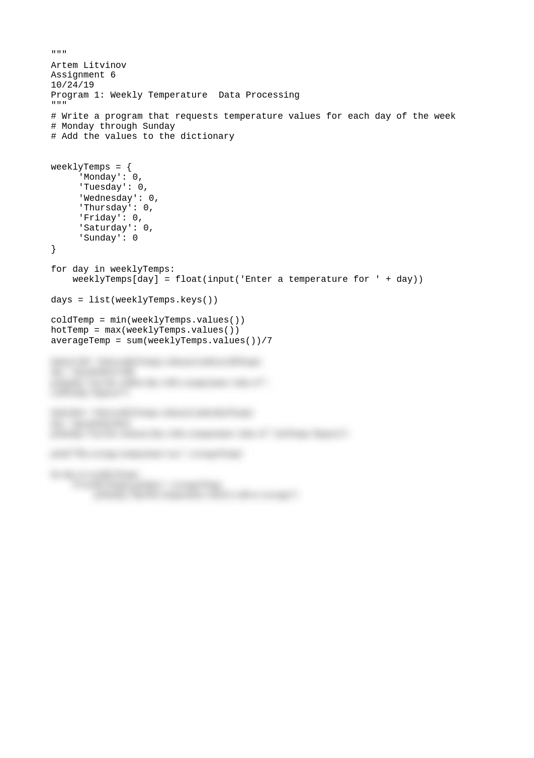 Program 1 Weekly Temperature  Data Processing with Dictionaries.py_dfqssu16vrk_page1